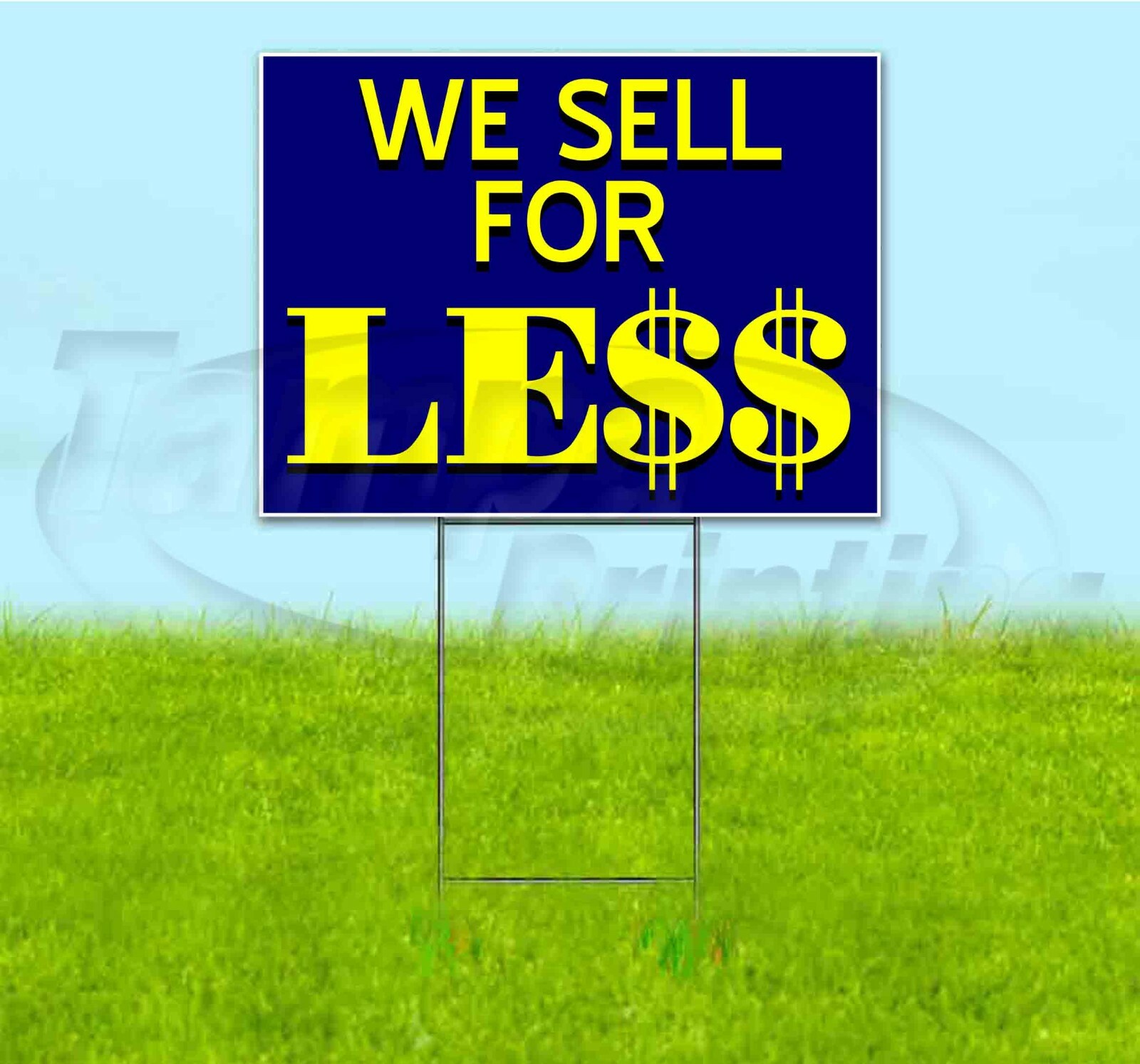 WE SELL FOR LESS 18×24 Yard Sign WITH STAKE Corrugated Bandit USA BUSINESS SALE