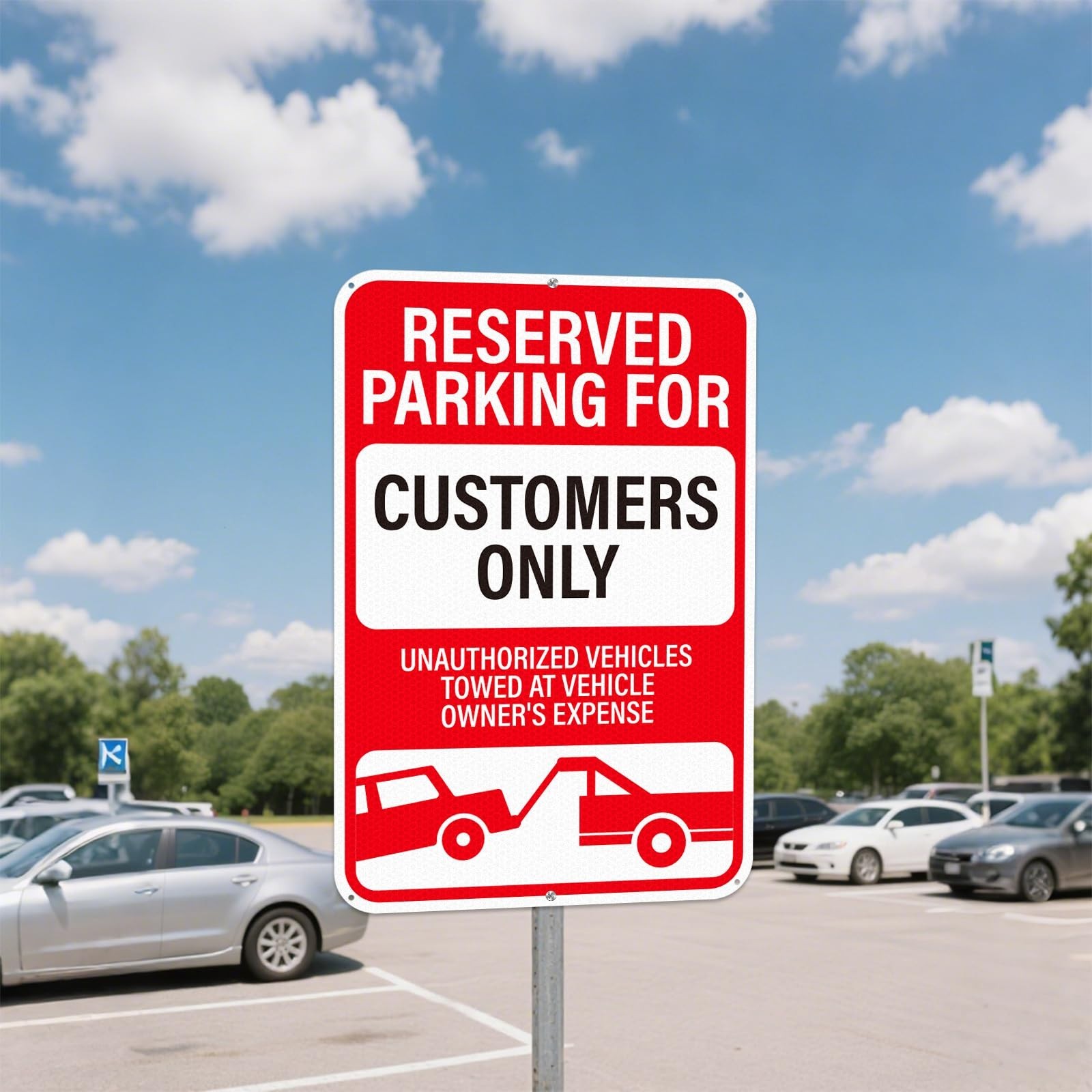 Reflective 18&Prime;x12&Prime; Customer Parking Only Sign – 2 Pack, Rust-Free Metal, Pre-Dri