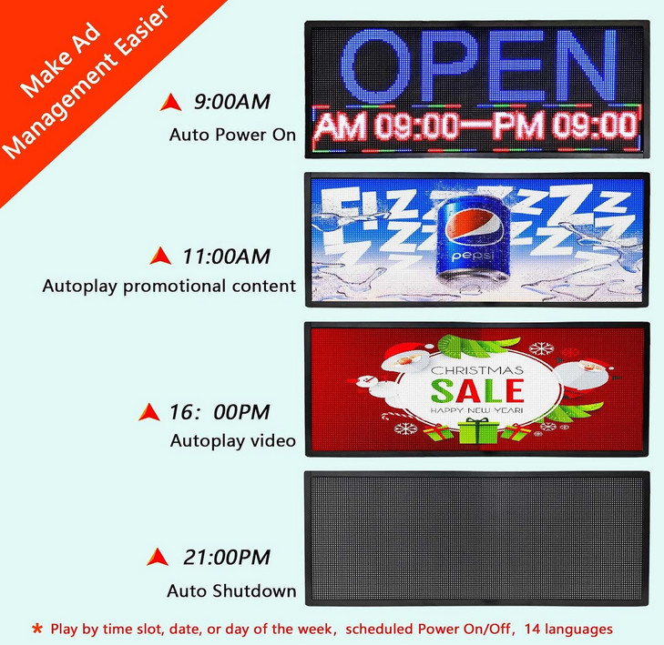 Led Signs Scrolling Programmable, Display Screen Outdoor Waterproof 40&Prime;x17&Prime;