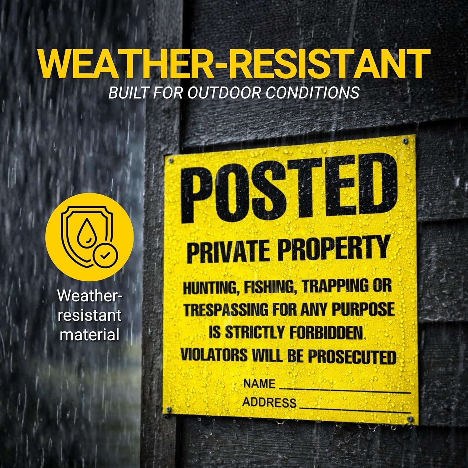 Heavy Duty Posted Signs – No Hunting or Trespassing Yellow 11&Prime; x 11&Prime; 100 Pack