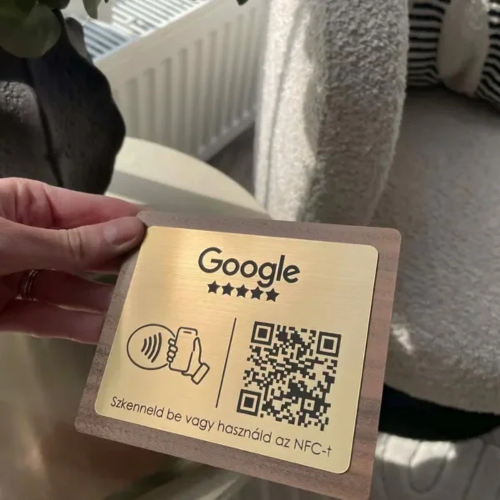 Personalized Engraved Wooden QR Code Easel (NFC) – Google Review Stand