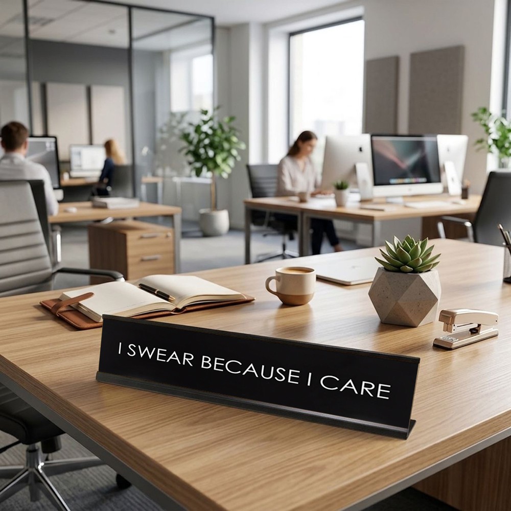I Swear Because I Care Novelty Desk Sign