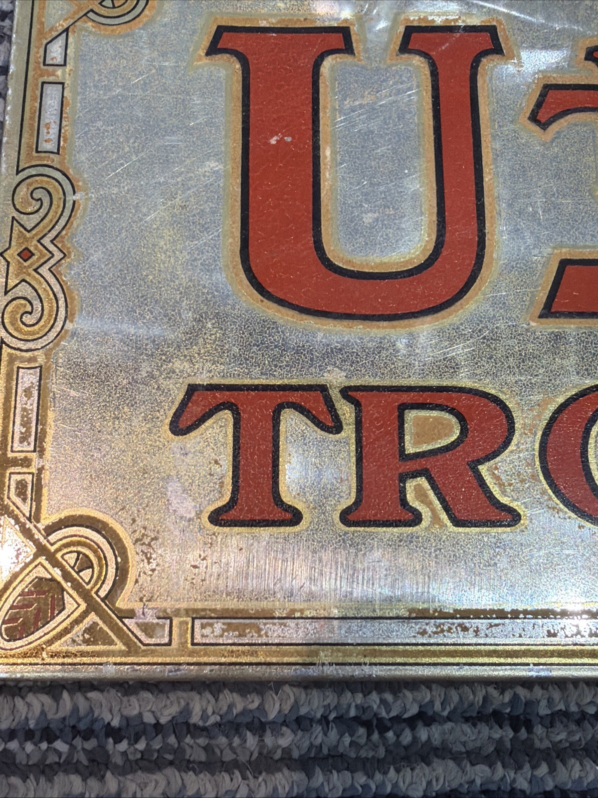 Vintage Advertisement Hanging Sign Display Utica Trousers New York NY Trade Mark