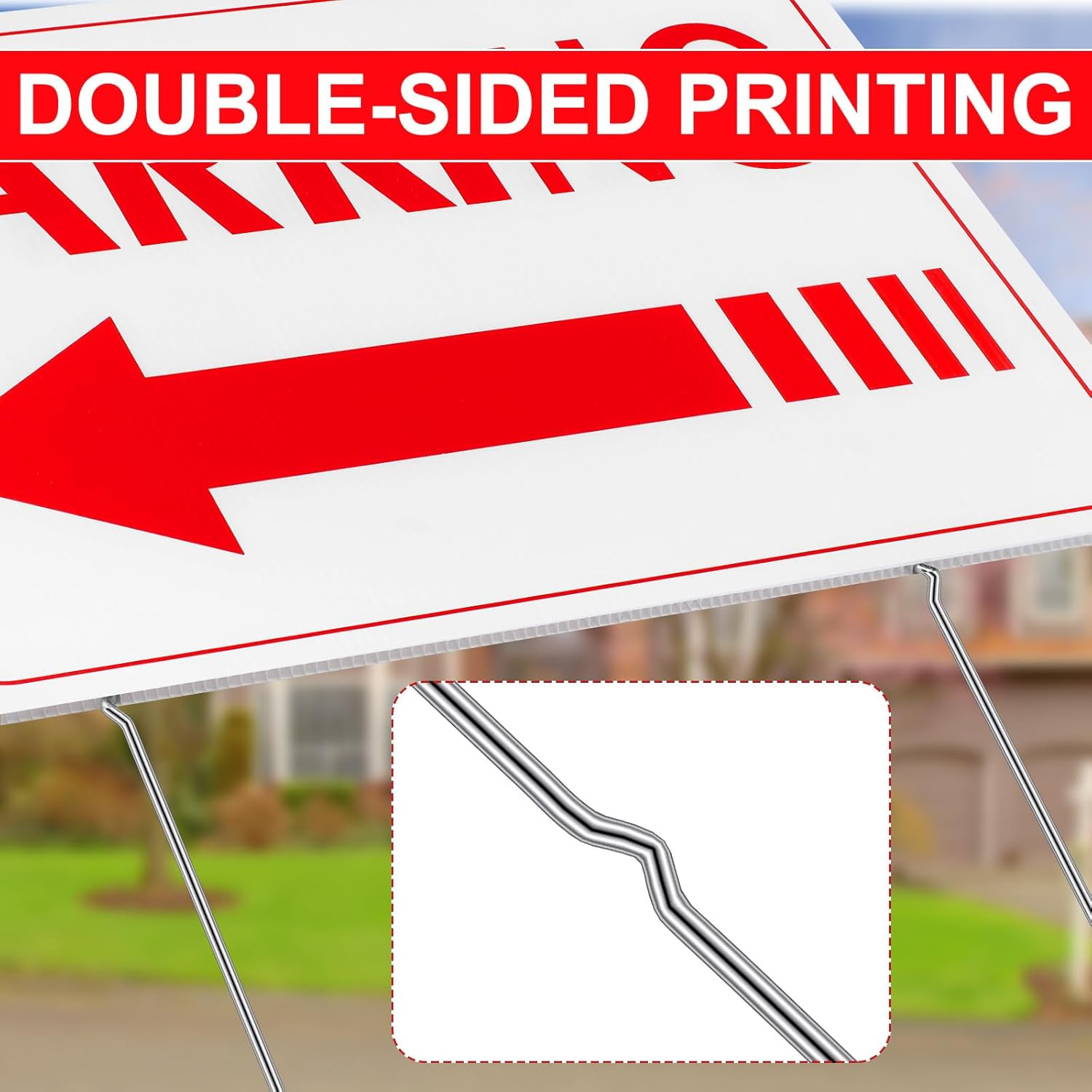 4 Pcs Event Parking Sign with Stake, with Directional Arrows 12 x 16 Inch Double