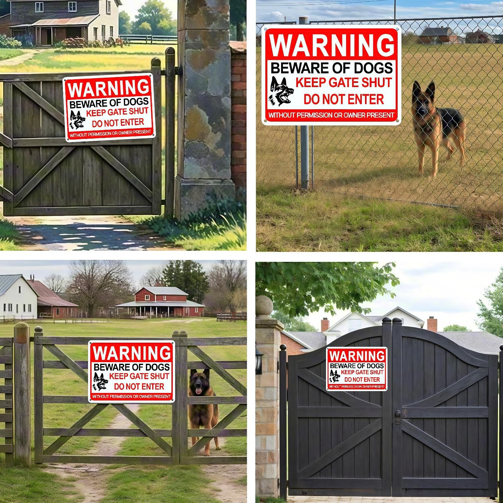 4 Pack Beware of Dog Signs – 12×8&Prime; Reflective Aluminum Private Property Signs