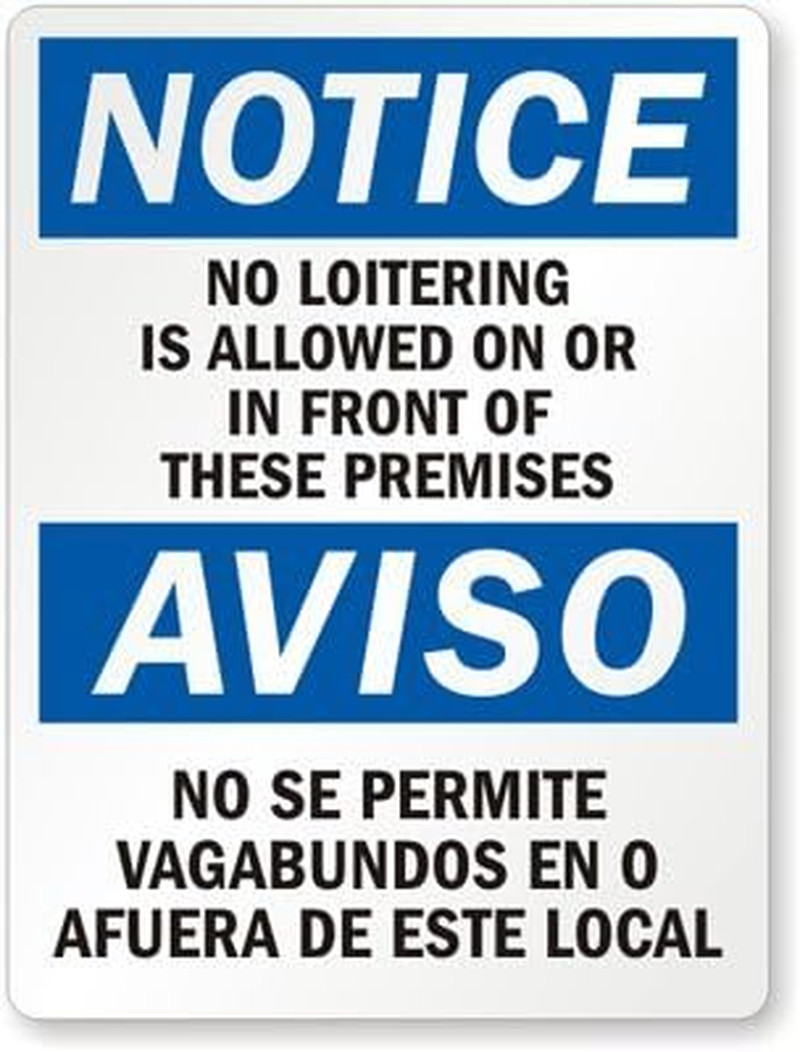 Bilingual No Loitering Sign – 18&Prime; x 24&Prime; Durable Aluminum Notice