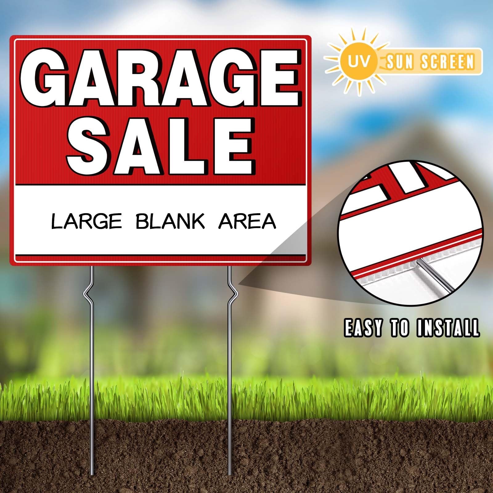 Garage Sale Kit Signs Stakes Price Stickers Directional Arrows Weatherproof