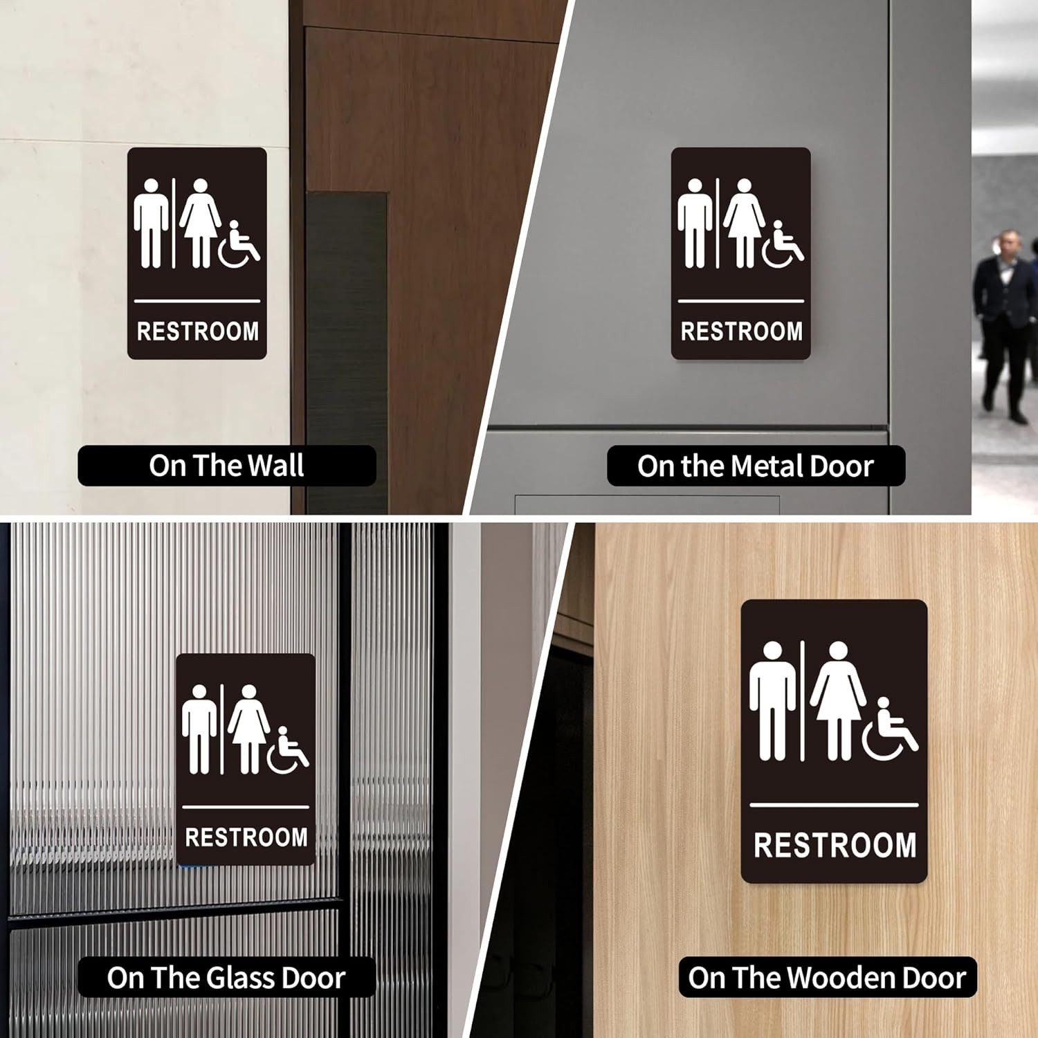 (2 Pack) Restroom Signs – Acrylic Restroom Signs (9 x 6 Inches Unisex)