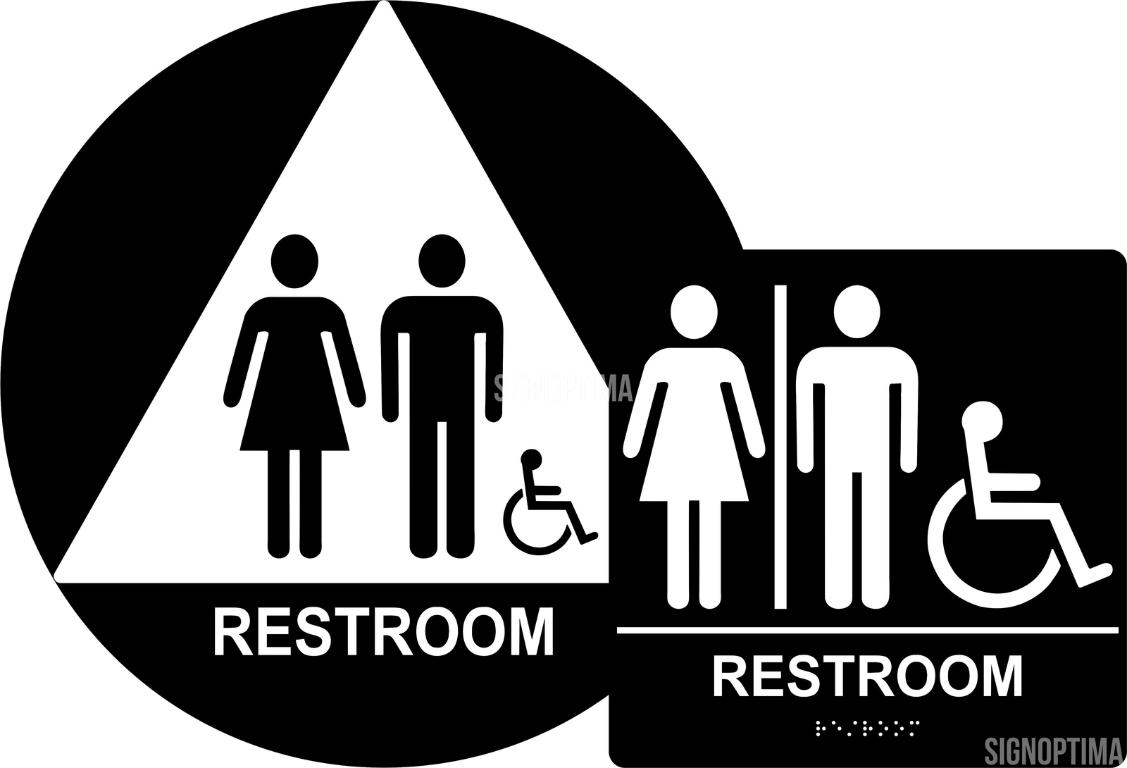 ADA Compliant Unisex Accessible Restroom Sign Bundle, Braille Sign and Door Sign