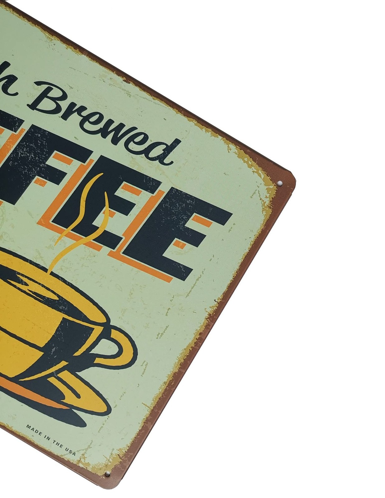 Fresh Brewed Coffee Served Here Metal Retro Decor Vintage Tin Sign 12X8