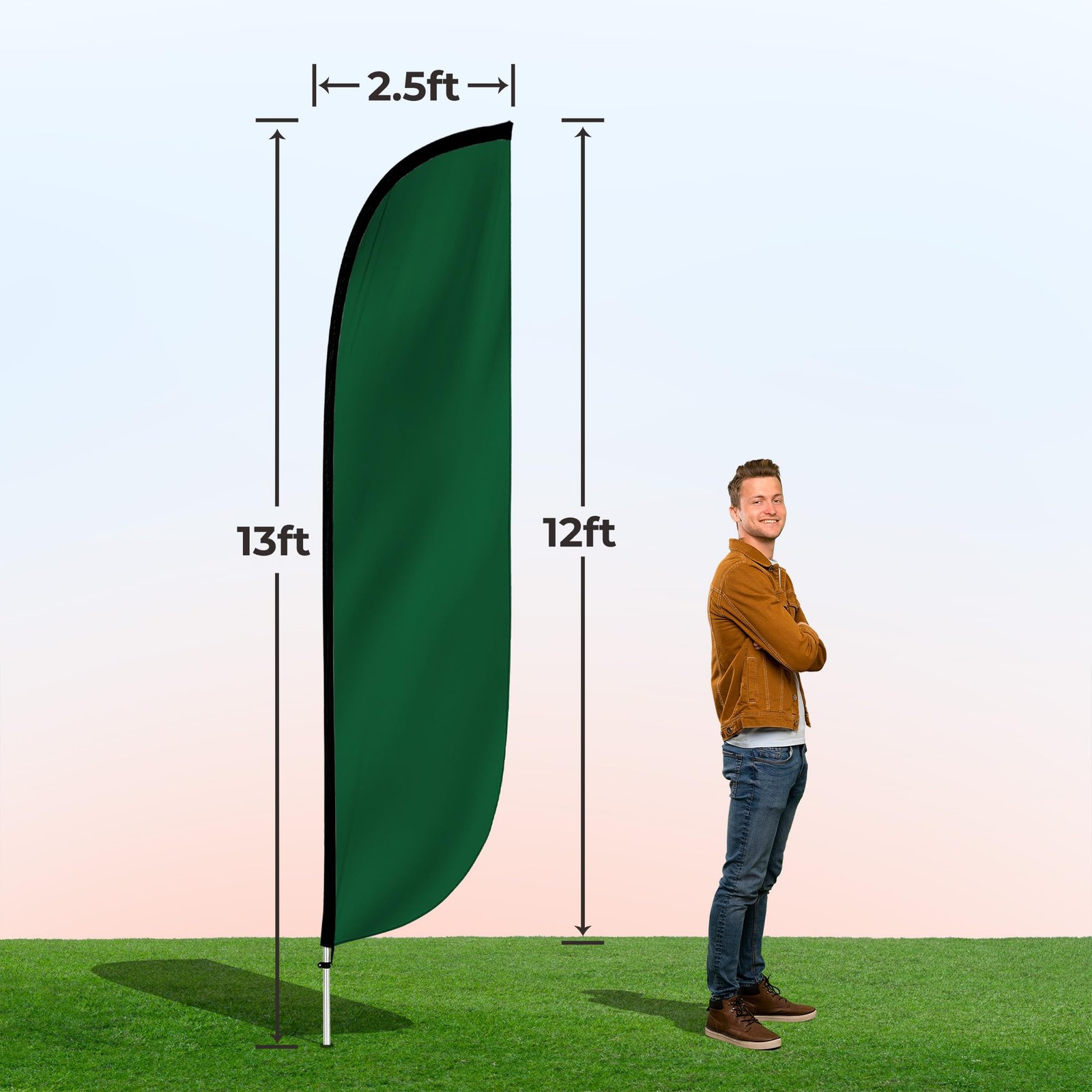 Lookourway Feather Flag Pole Kit – 12 Feet Tall Advertising Flag Banner