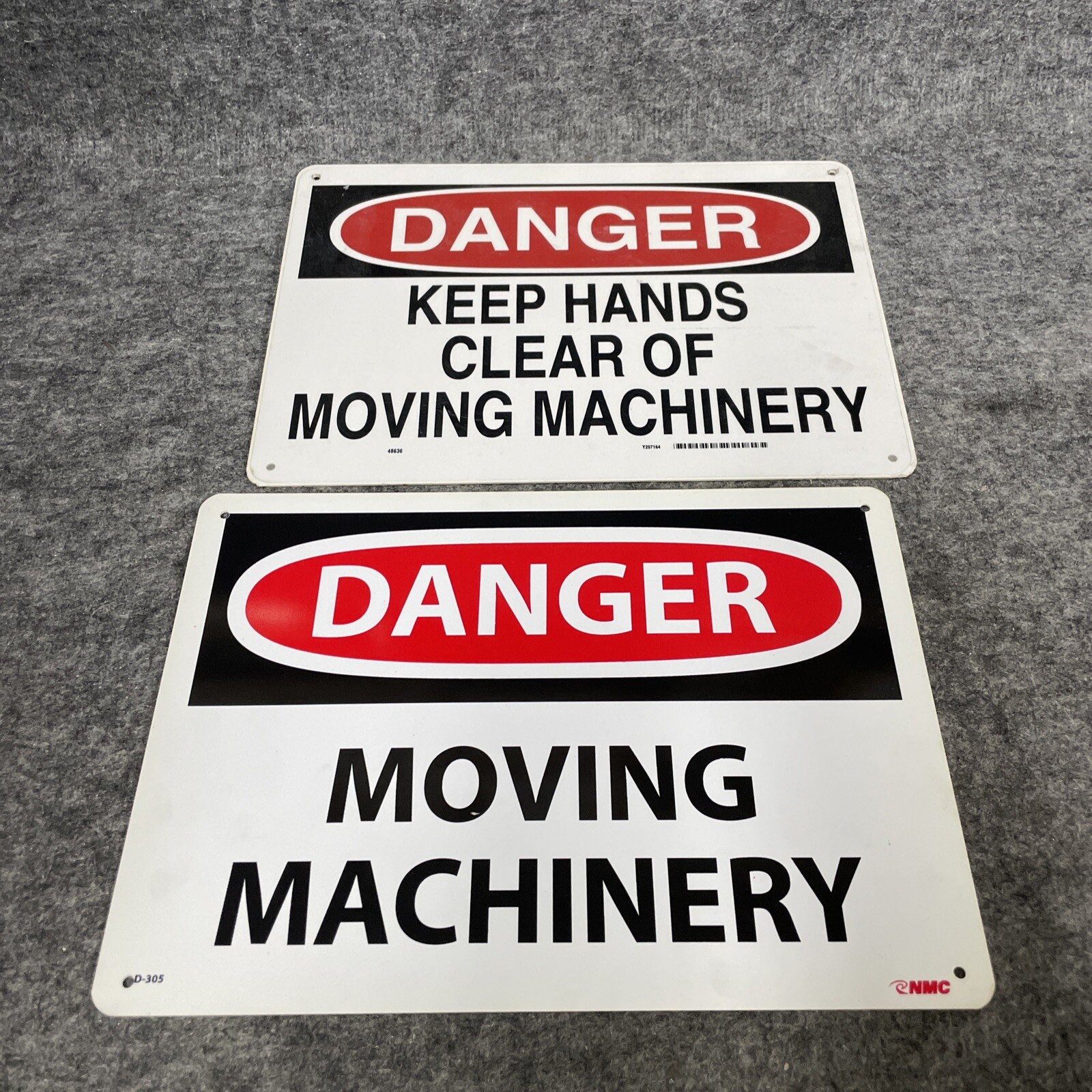 Lot of 5 – NMC D-305 Danger Moving Machinery Sign 7&Prime; X 10&Prime; PS VINYL New