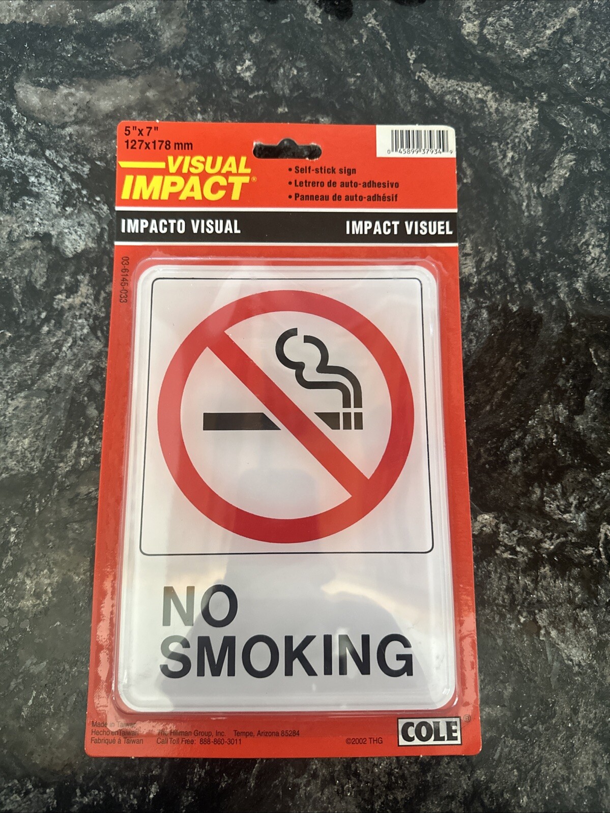 5” X 7” No Smoking Sign Visual Impact Self Stick