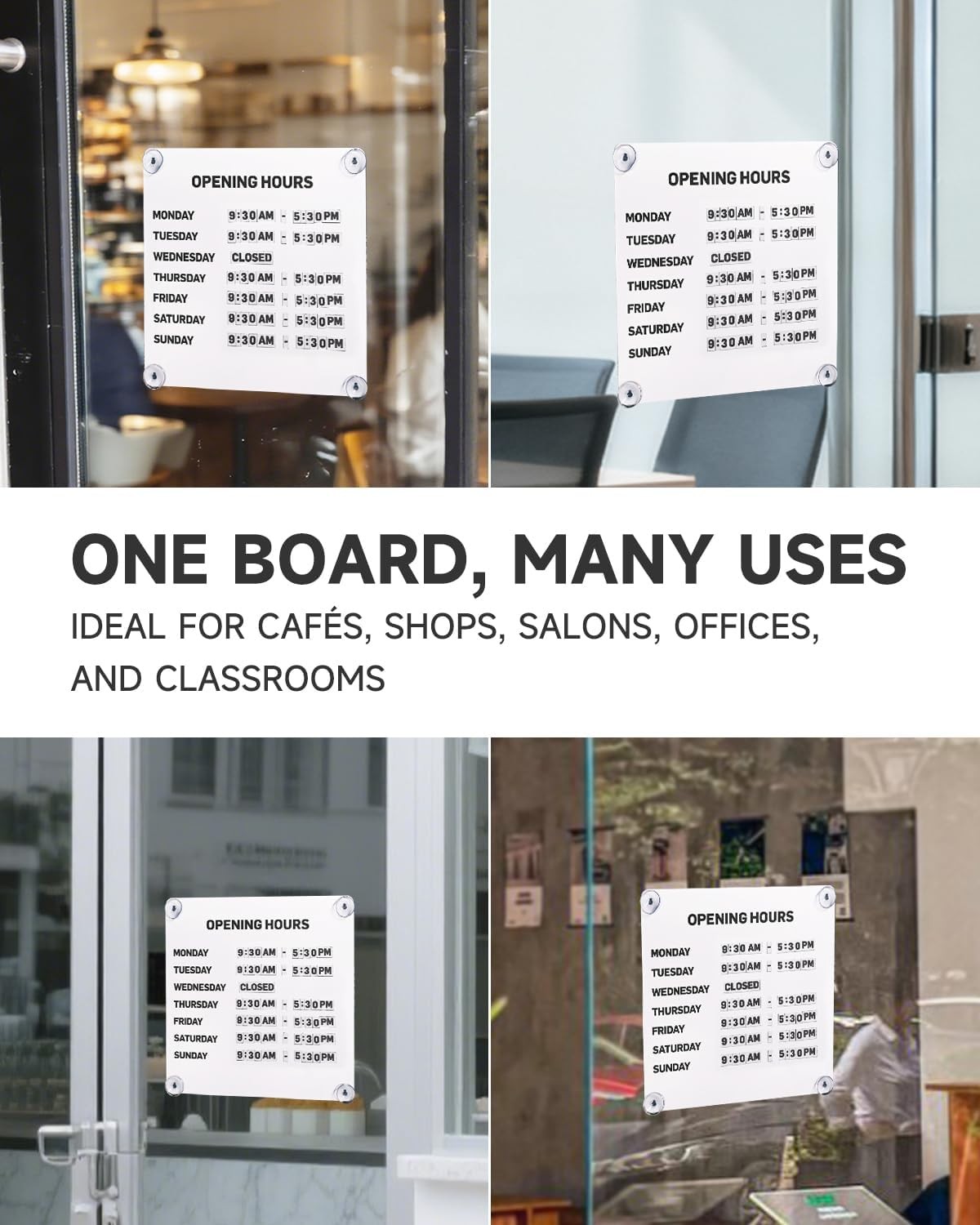 Magnetic Changeable Business Hours Sign Glass Door Storefront Communication New