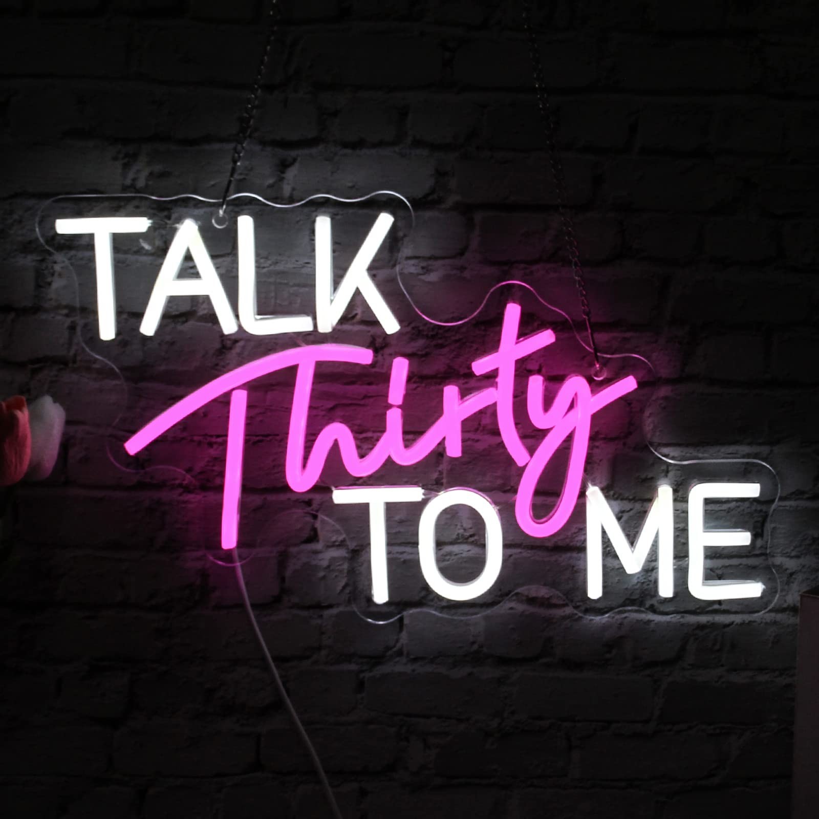 Talk Thirty To Me Neon Sign Dimmable 30th Birthday Neon Light Party Words Neo…