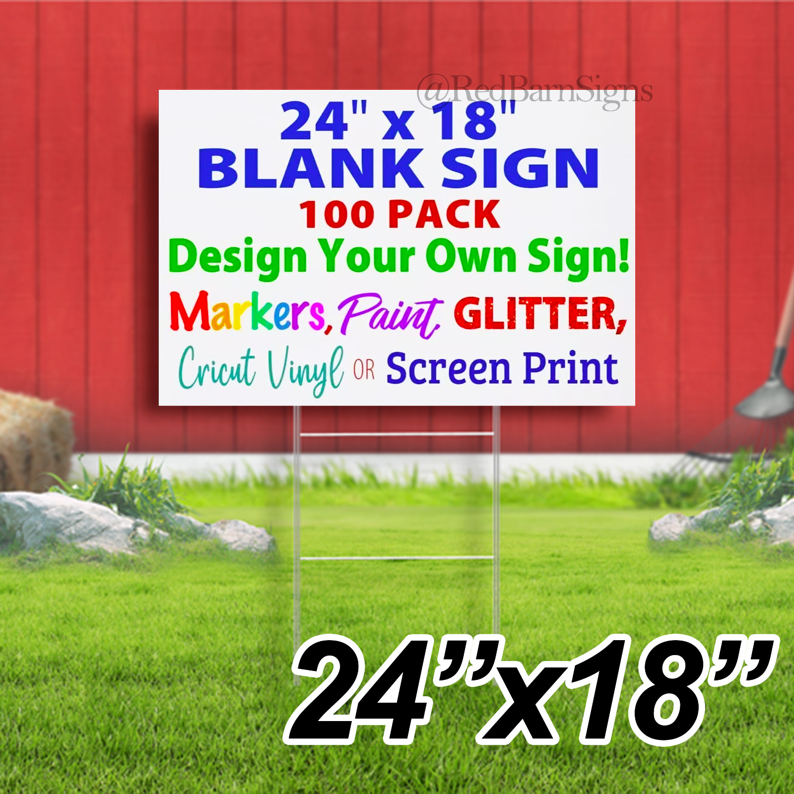 Heavy Duty 24&Prime;x18&Prime; Blank Corrugated Plastic Yard Signs (White)