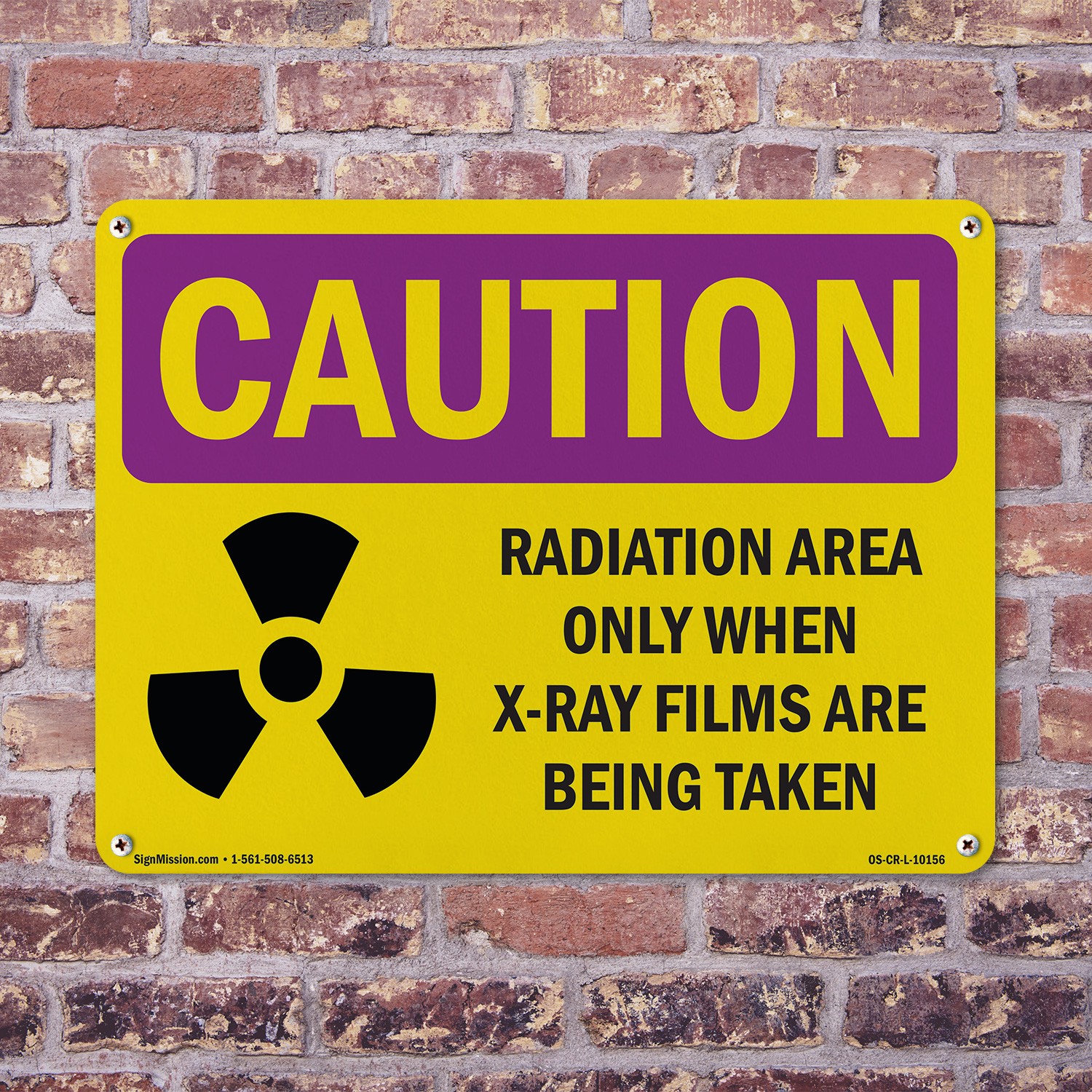 Radiation Area Only When X OSHA Caution Radiation Sign Or Decal – 5 or 10 Pack