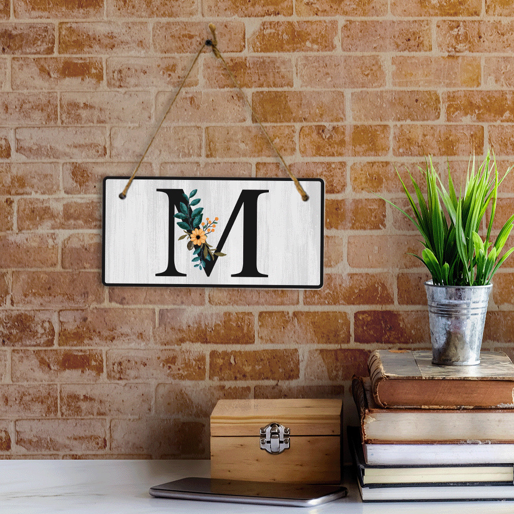 M Flower Decor 5×10 Hanging Wall or Door Sign | Alphabet Letter Room Decoration