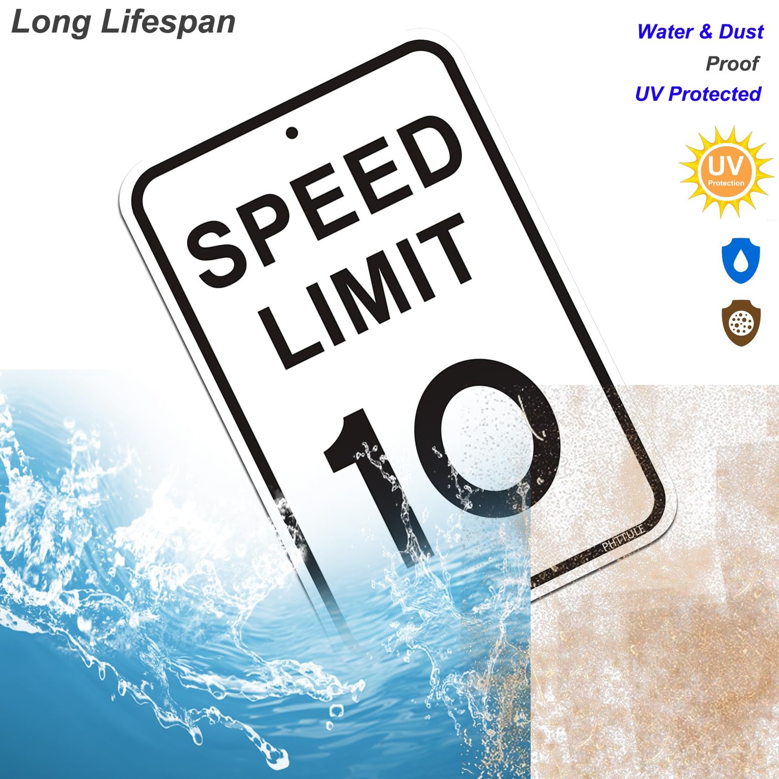 12×18 Inch Speed Limit 10 MPH Slow Down Reflective 40Mil Aluminum Sign