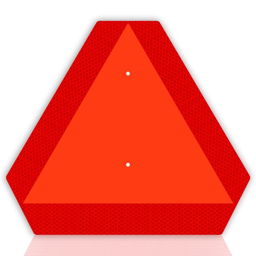 Slow Moving Vehicle Sign 14×16 Aluminum Reflective Triangle Golf Cart UTV Safety
