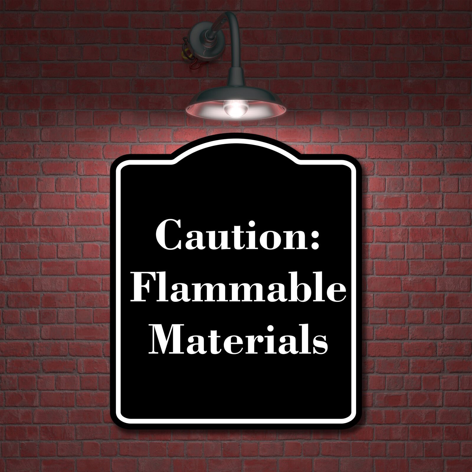 Caution Flammable Materials BLACK Aluminum Composite Sign