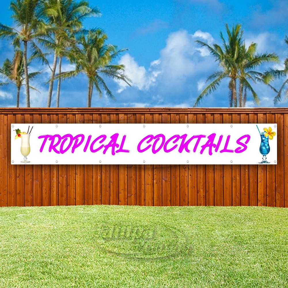 TROPICAL COCKTAILS Advertising Drinks Bar Vinyl Banner Flag Sign USA XL02302