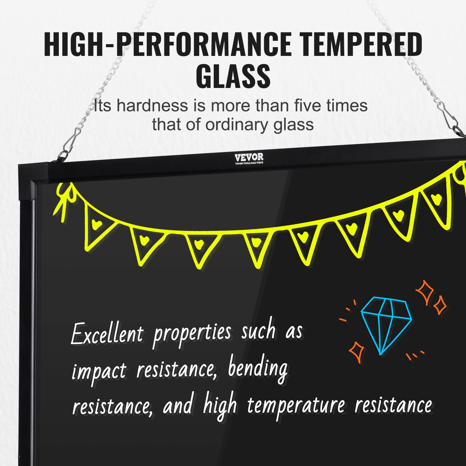 VEVOR LED Message Writing Board 32&Prime;x24&Prime; Illuminated Erasable Lighted Chalkboard