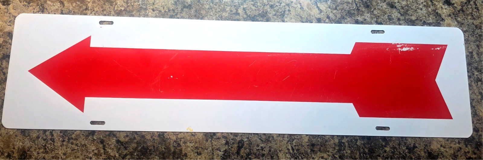 Arrow Aluminum Metal Sign Red & White 6&Prime;X24&Prime; 2 Sided