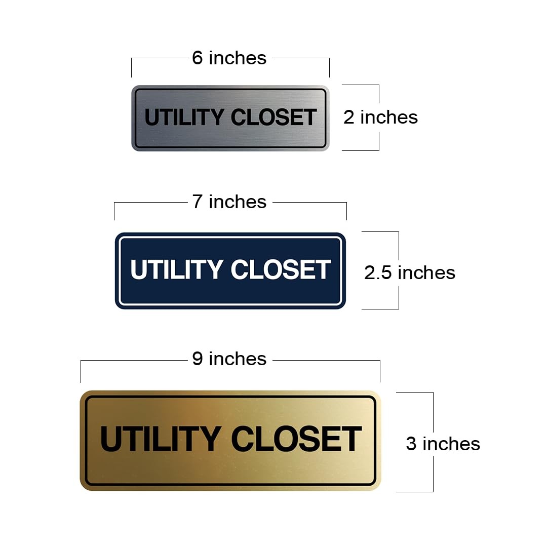 Standard Utility Closet Wall Door Sign Easy Install Office Home Black Medium