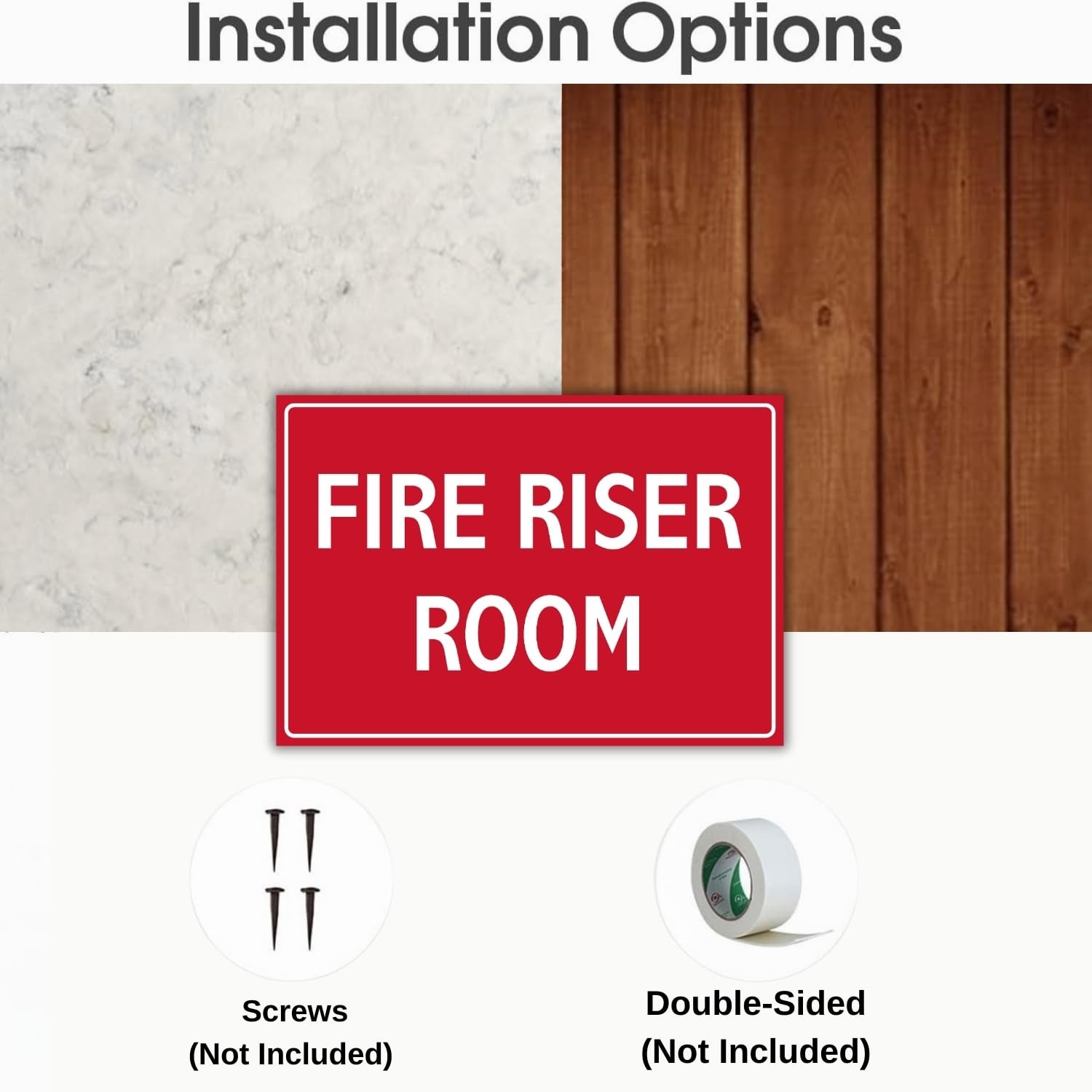 2 PCS Fire Riser Room Sign 10×7 Inch 120 Mil Plastic Weather Resistant Wall