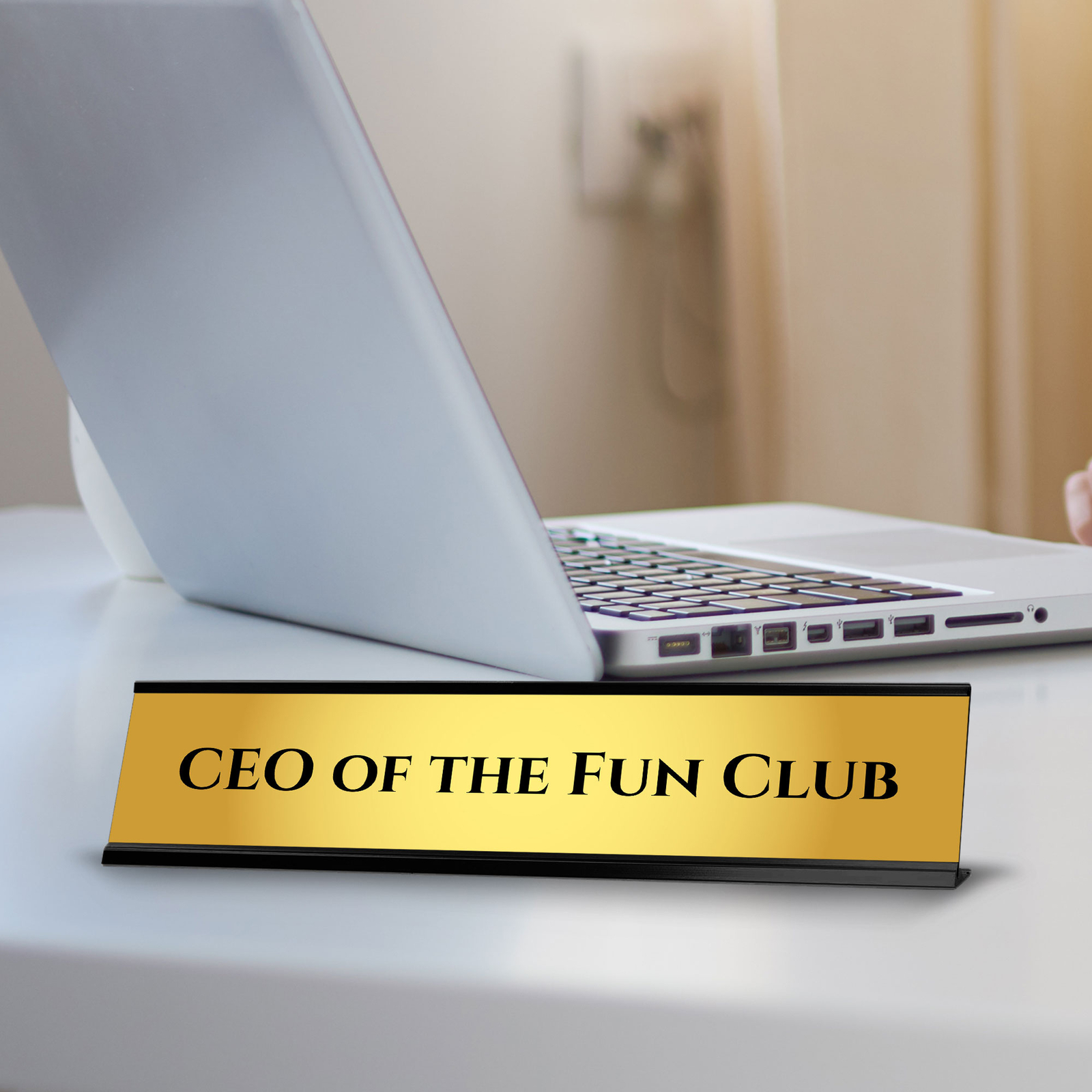 CEO Of The Fun Club 2 x 10&Prime; Desk Sign | Funny Home & Office Decor