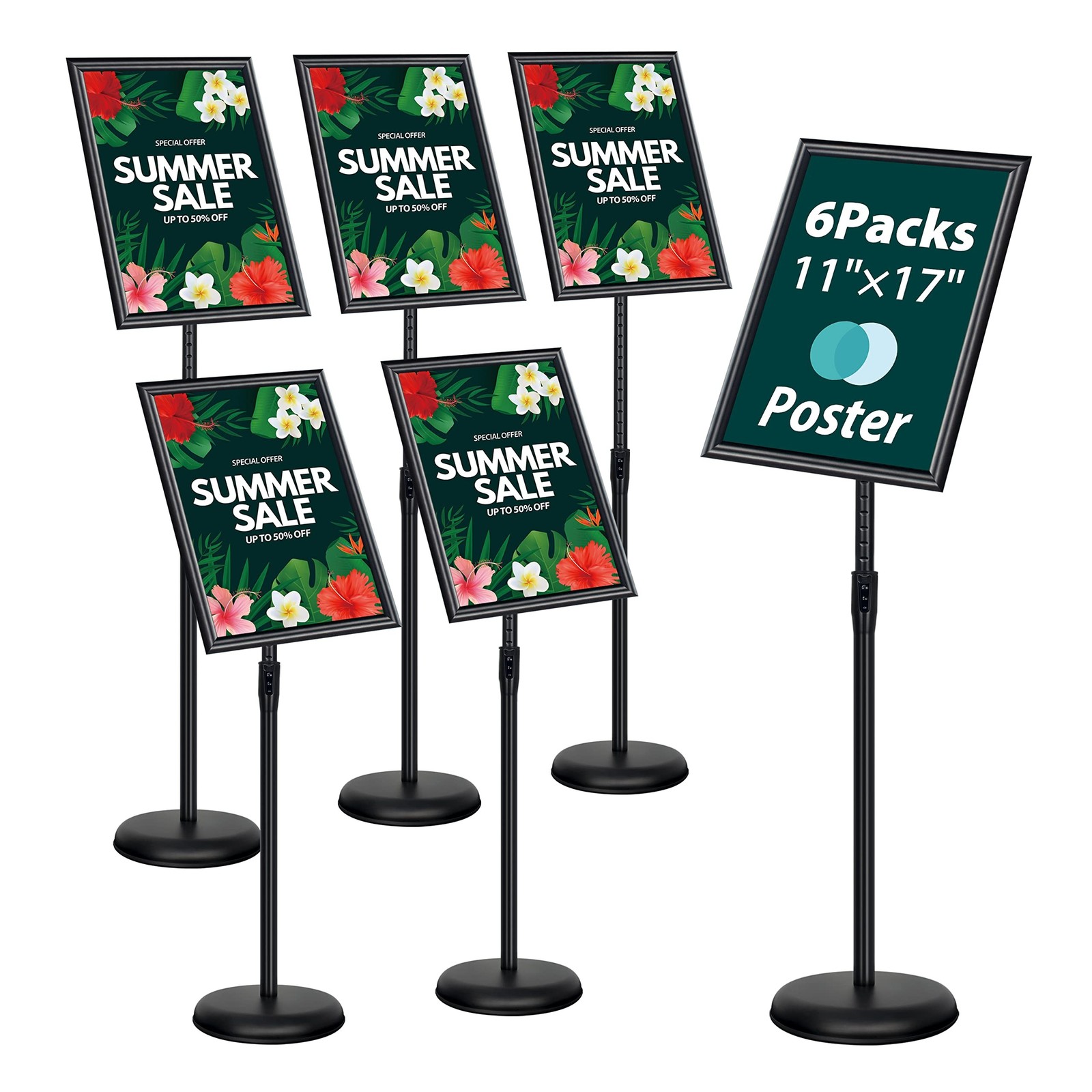 6Packs 11×17 Inch Adjustable Sign Holder Poster Stand, Heavy Duty Floor Sign …