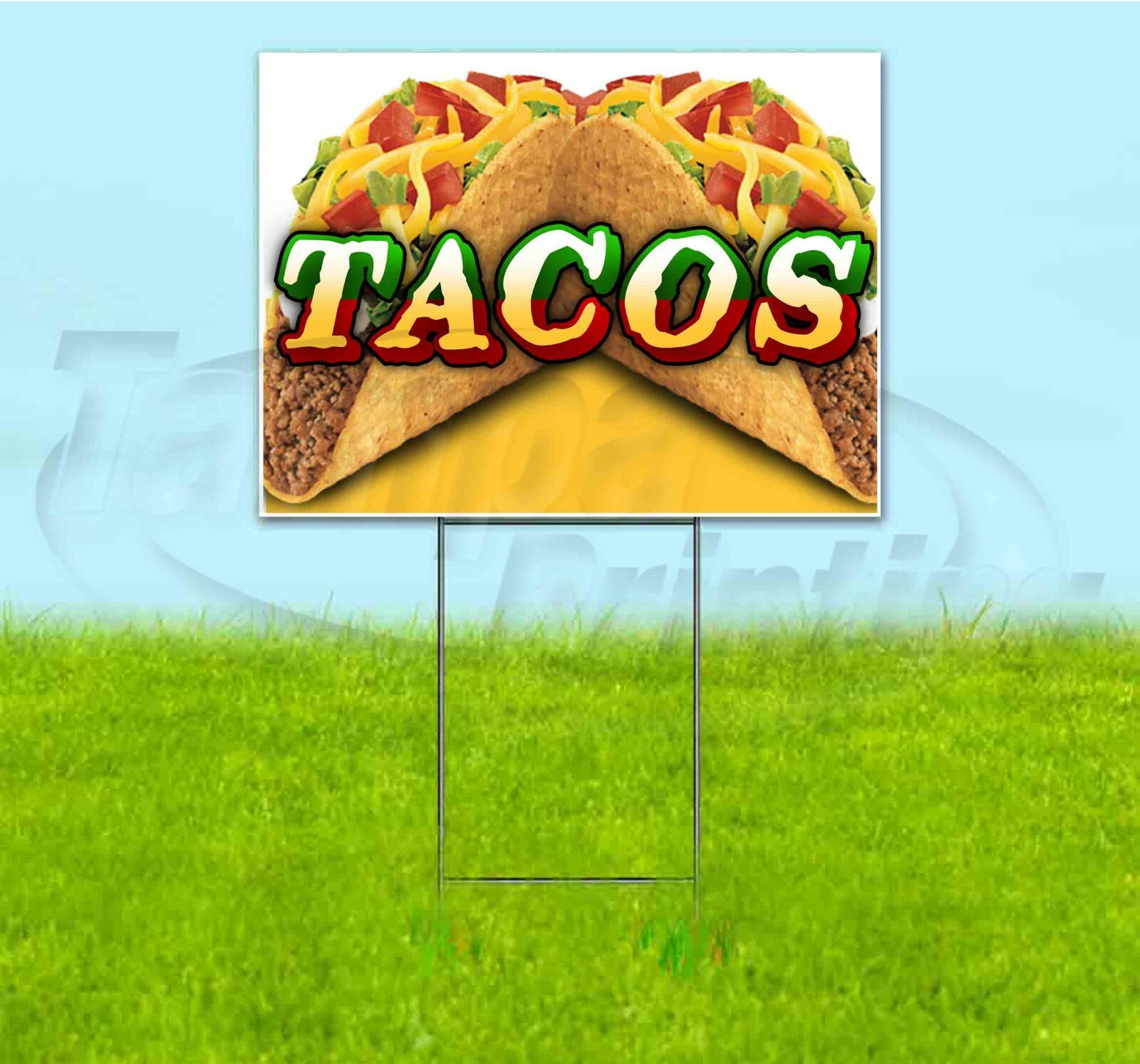 TACOS 18×24 Yard Sign Corrugated Plastic Bandit Lawn Business USA FOOD