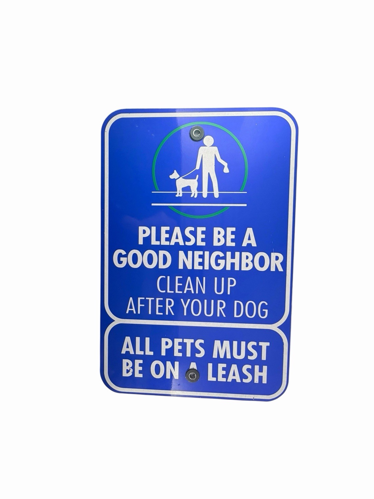 Please Be a Good Neighbor » dog cleanup sign Blue And White Aluminum. 12”x18”