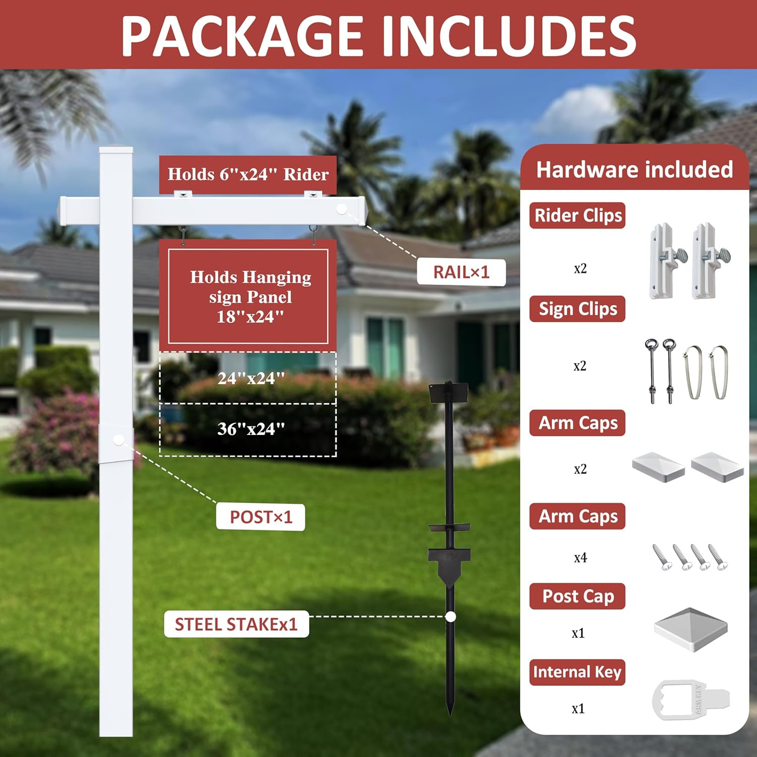Vinyl PVC Real Estate Sign Post 6&prime; Tall (Connected Type), White Realtor Yard Sig
