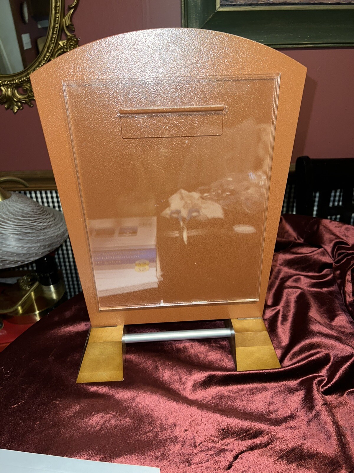 2 SIDED Acrylic Display SIGN Transparent Countertop Metal, Wood Heavy!