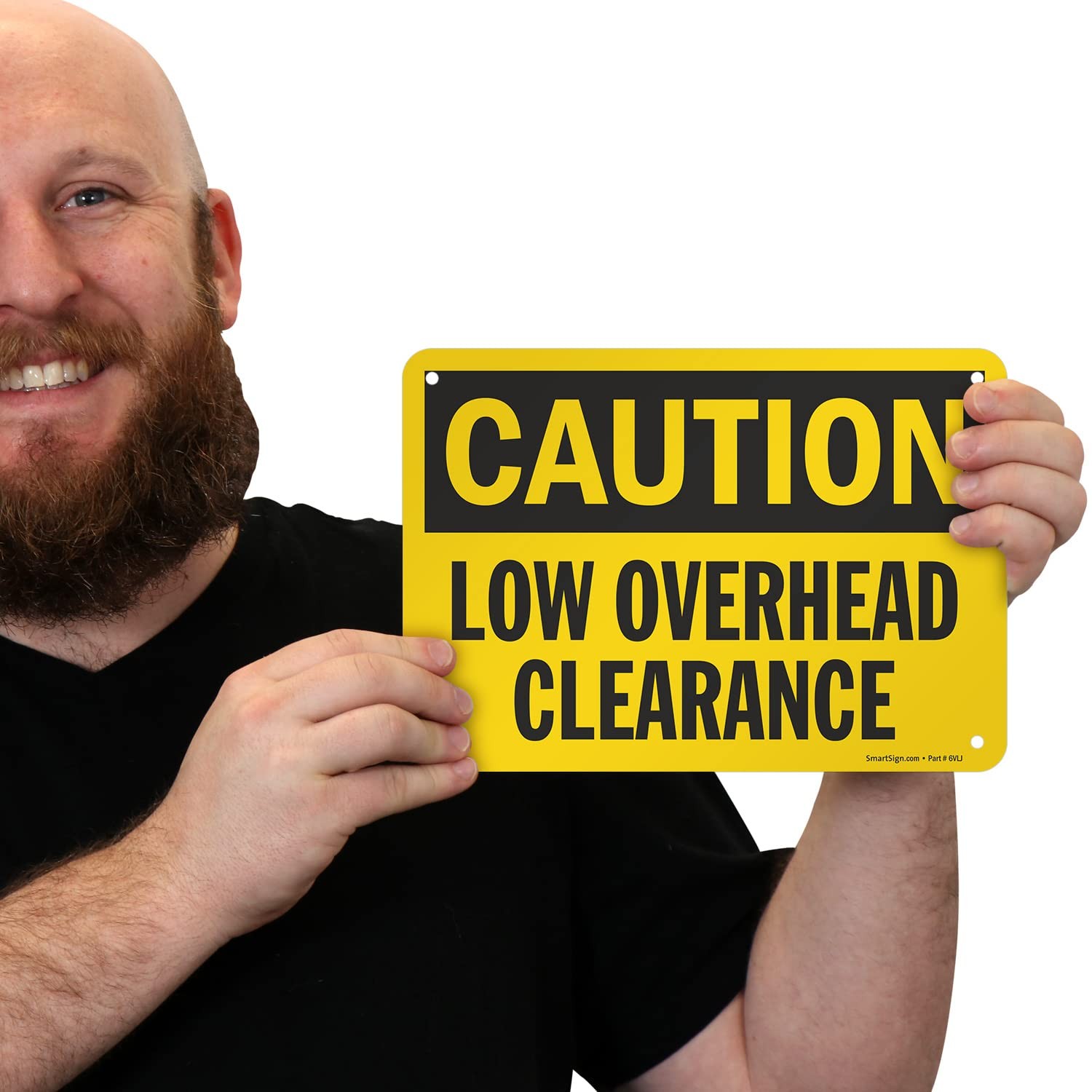 Caution Low Overhead Clearance Sign 7×10 Inch Aluminum Black On Yellow