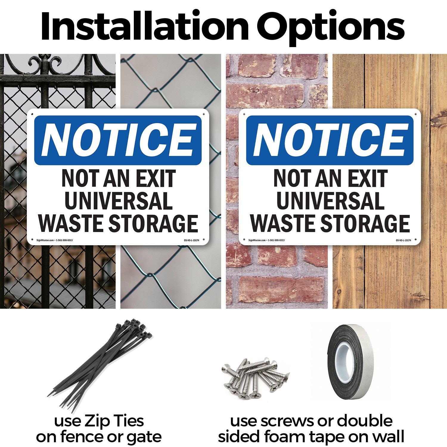 Not An Exit Universal Waste Storage OSHA Notice Sign Or Decal – 5 or 10 Pack