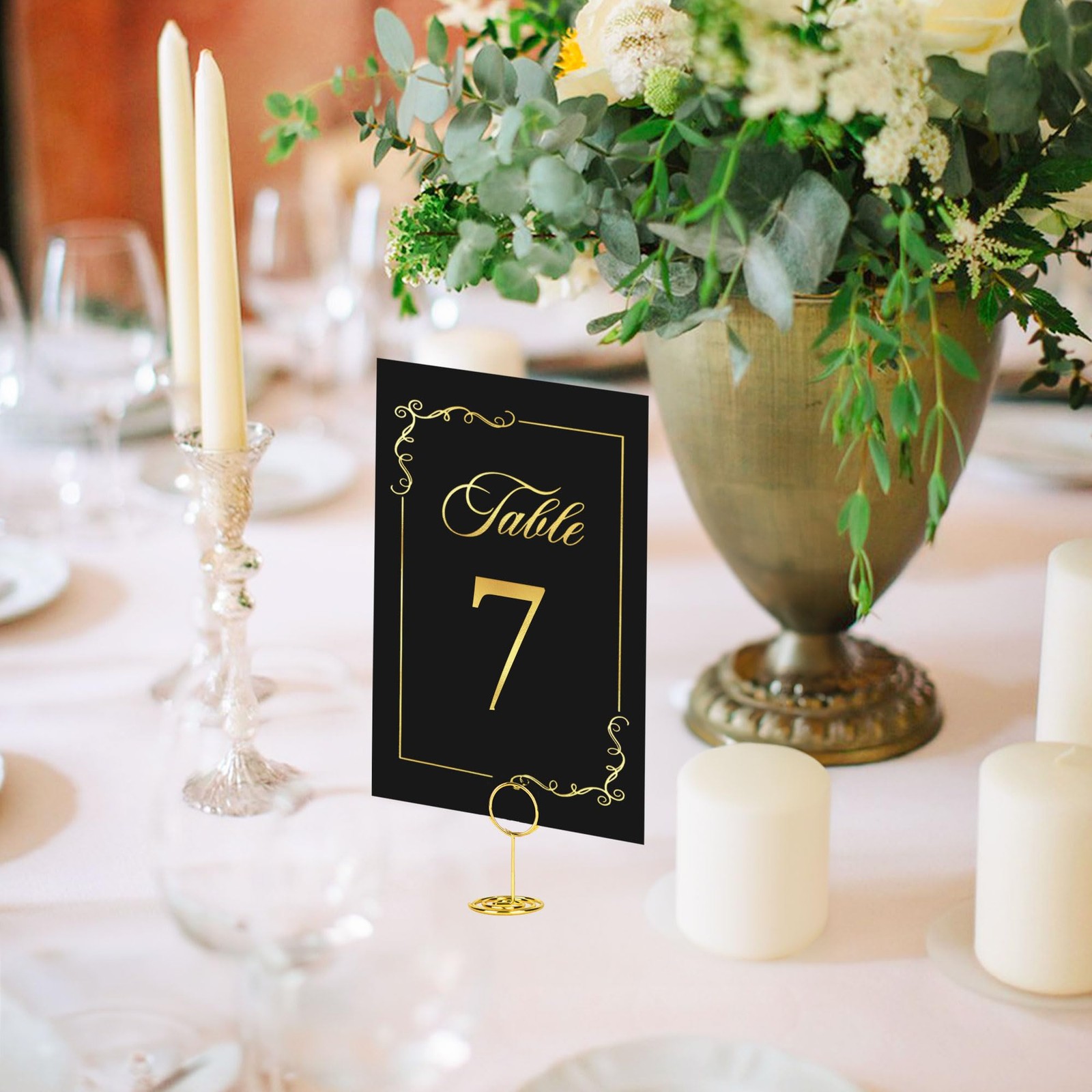 41 Sets 4×6 Inch Black Gold Wedding Table Numbers Cards 140 With Holders