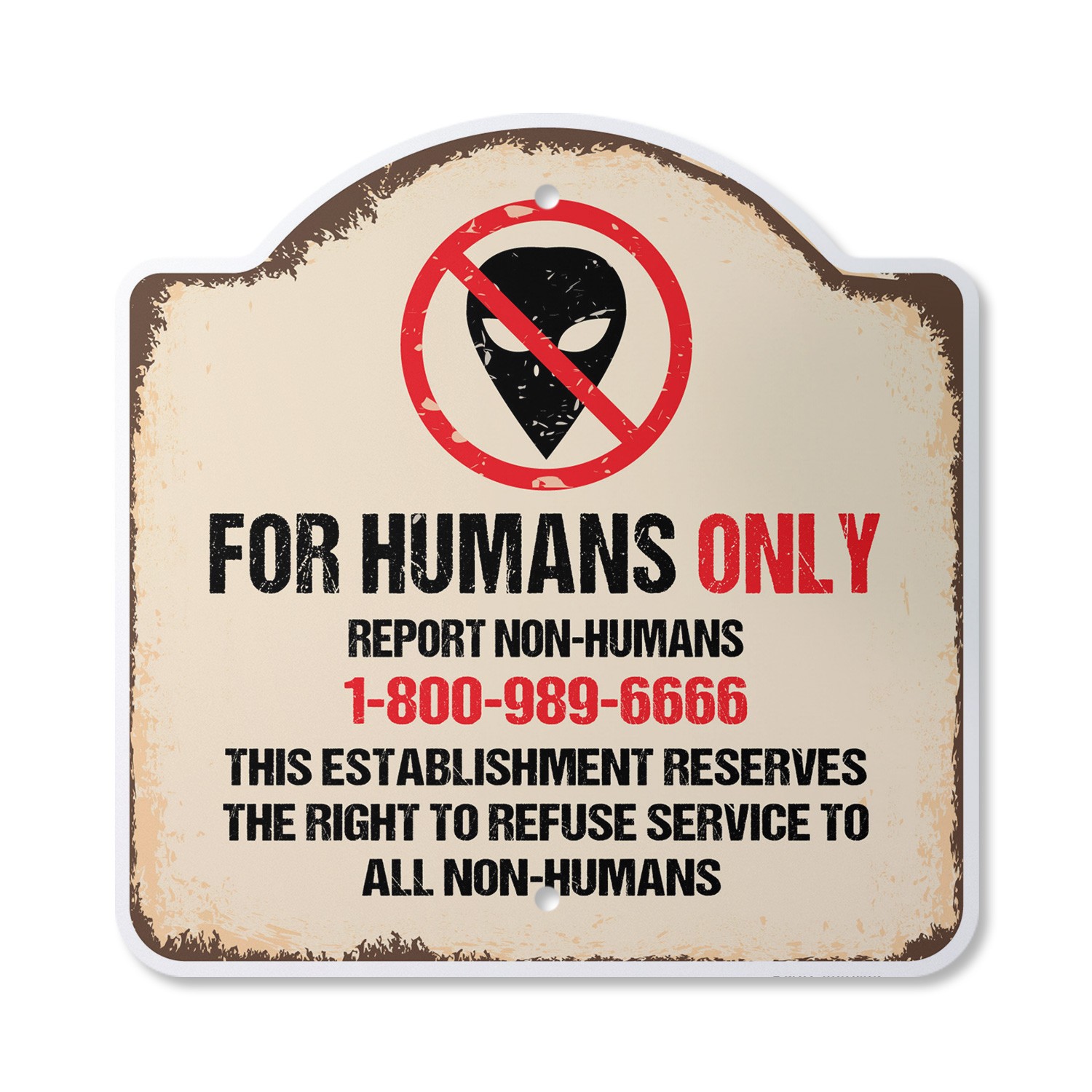For Humans Only Plastic Sign Novelty Gift Funny Joke Gag Road Garage