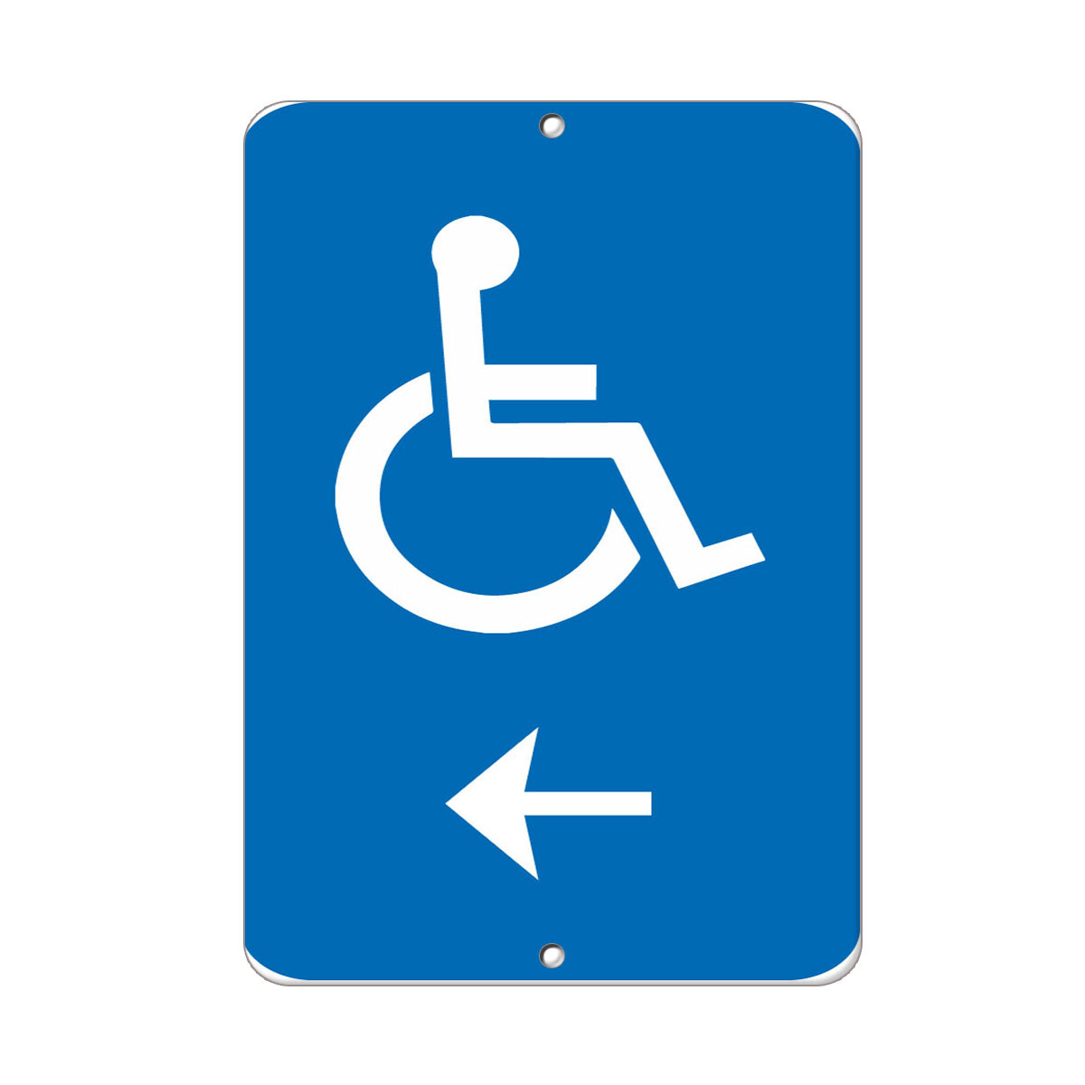 Vertical Metal Sign Multiple Sizes Accessible Route with Left Arrow Parking