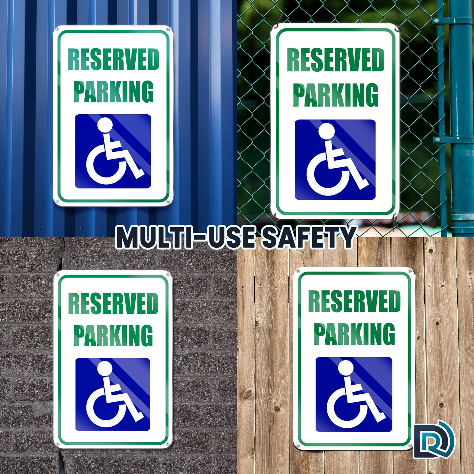 2 PC Handicap Reserved Parking Signs, 8×12 Reflective Aluminum Disabled