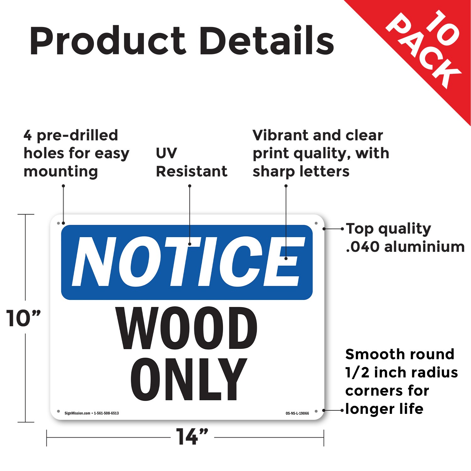 Wood Only OSHA Notice Sign Metal, Plastic, Or Decal – 5 or 10 Pack