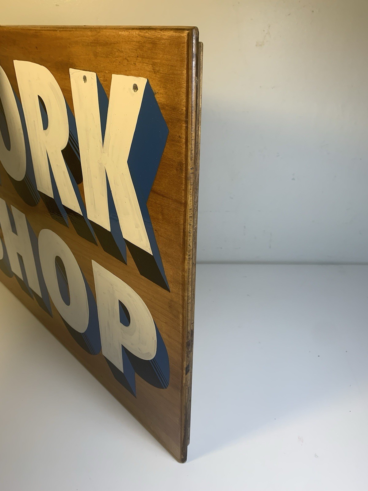 Hand Painted WORK SHOP Vintage Wood Retro Auto Garage Sign Wall Art Man Cave MCM