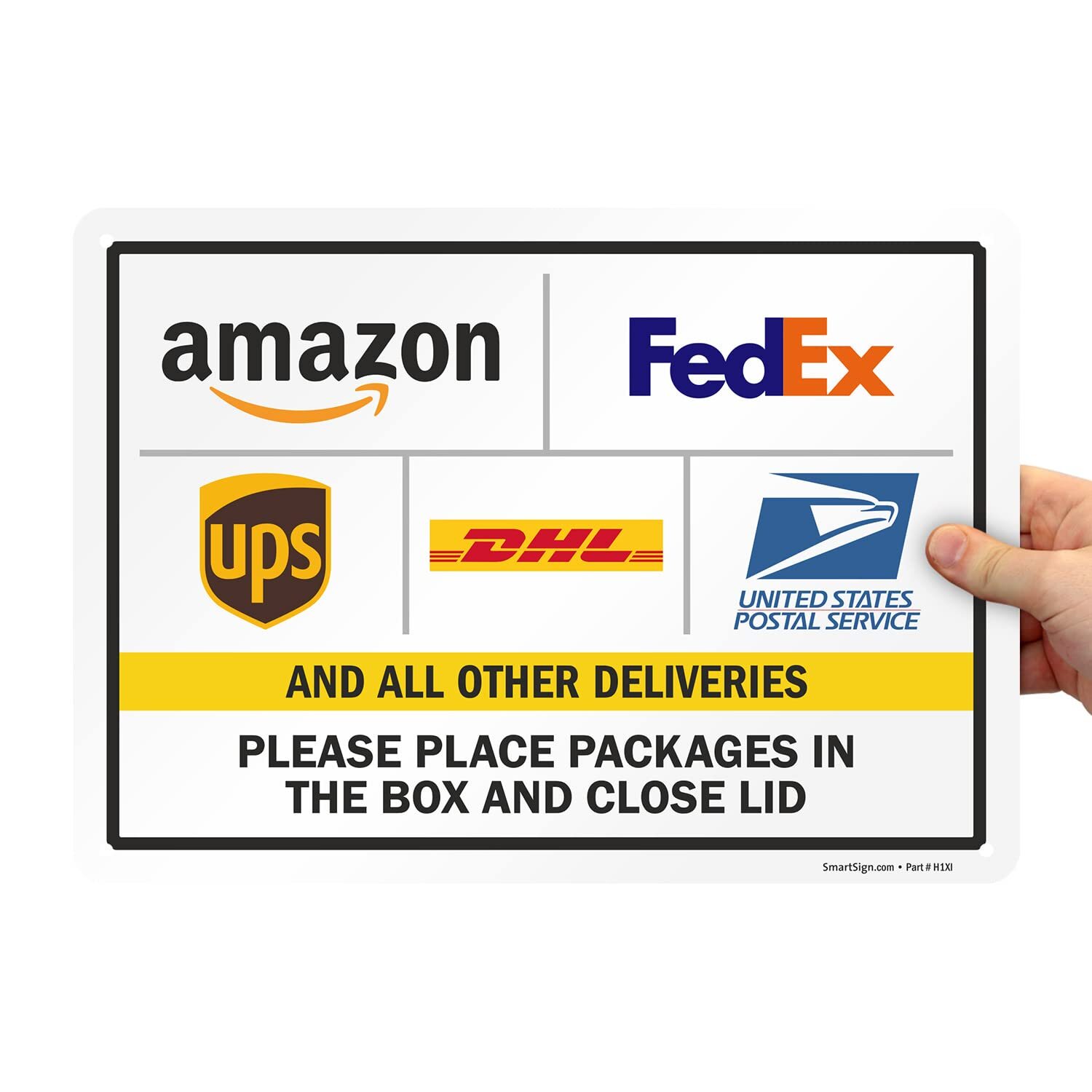 SmartSign 10 x 14 inch “Please Leave Packages in The Box and Close Lid” Metal…