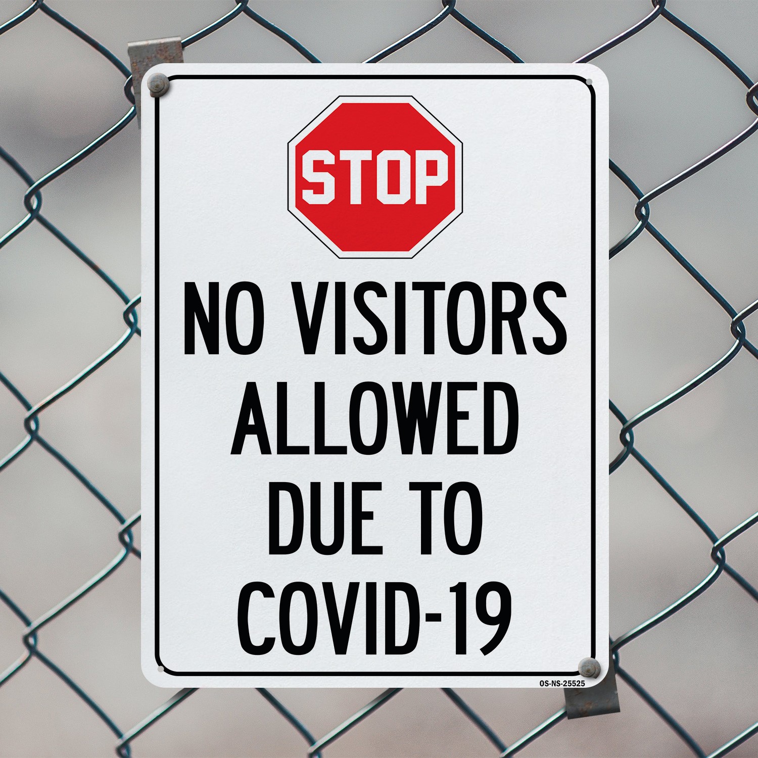 Stop No Visitors Allowed Due To COVID-19 Public Safety Sign, Decal 5 or 10 Pack