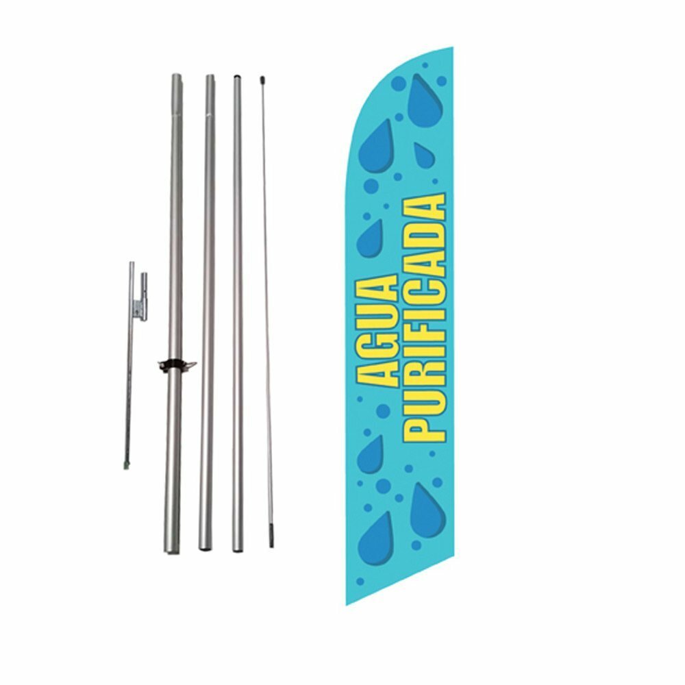 Agua Purificada Advertising Feather Flag Banner Spanish Swooper Flag Kit Sign…