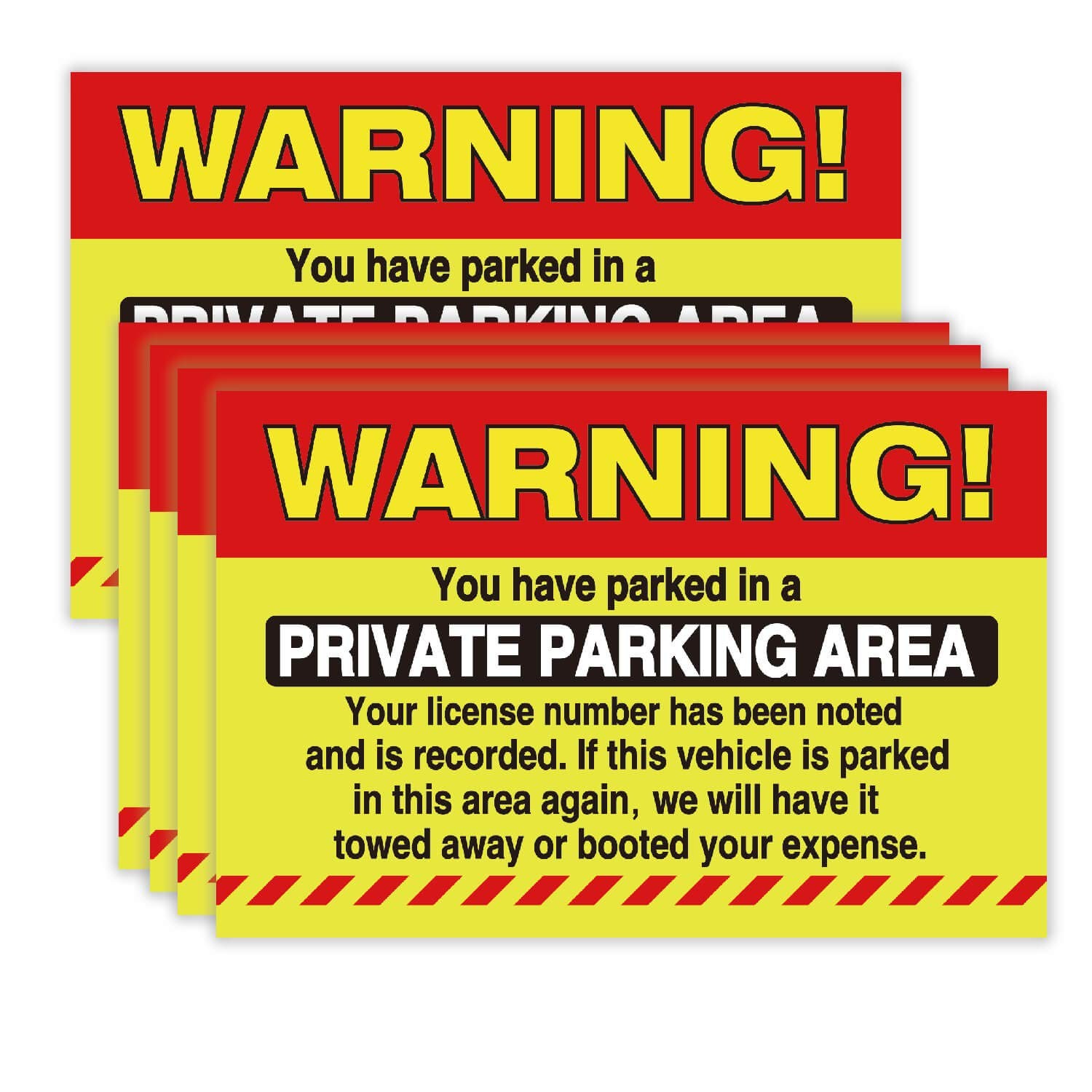 50 Private Parking Stickers, You Have Parked in A Large, Clear