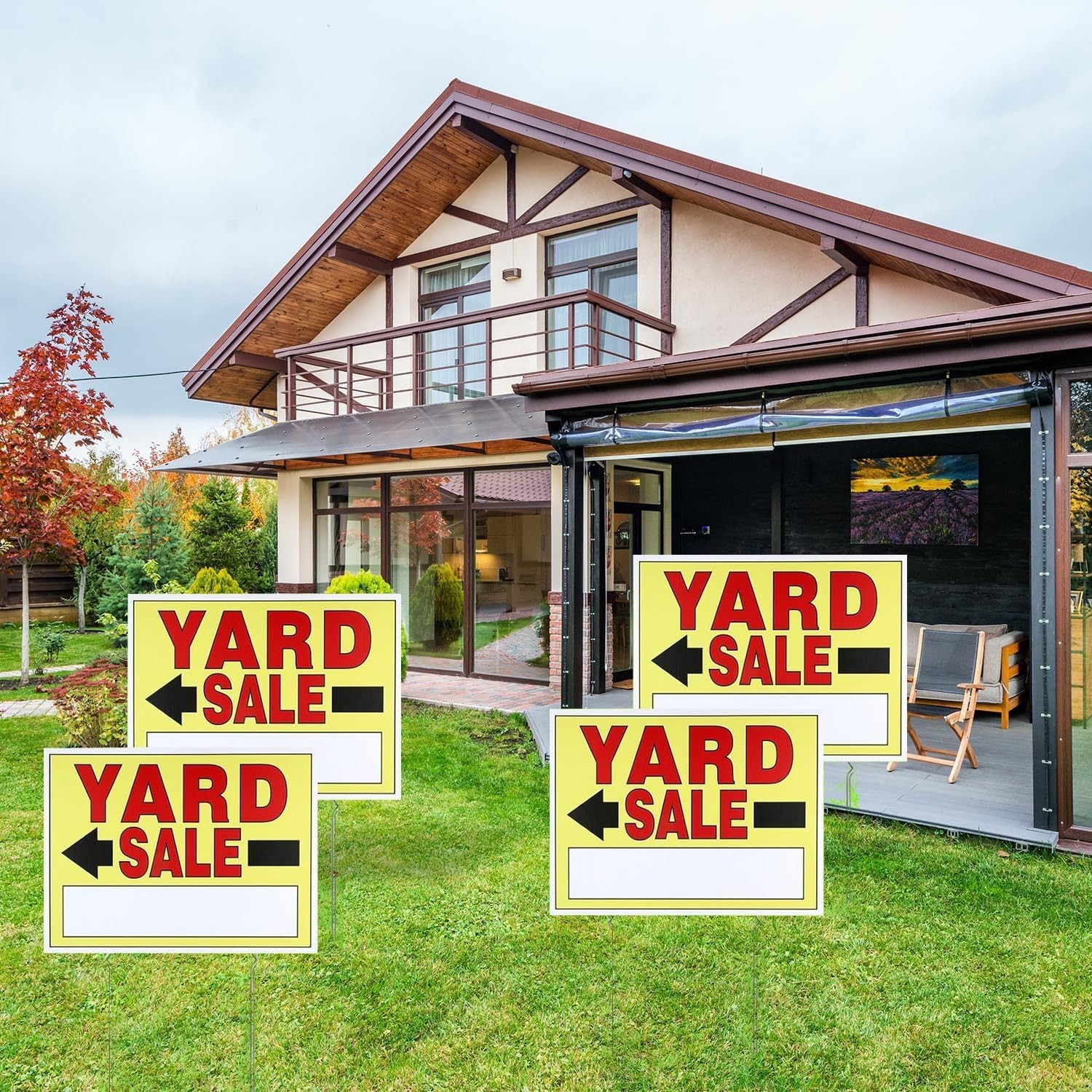 4-Pack Double-Sided Yard Sale Signs with Sturdy Stakes – 16×12 Inch Outdoor