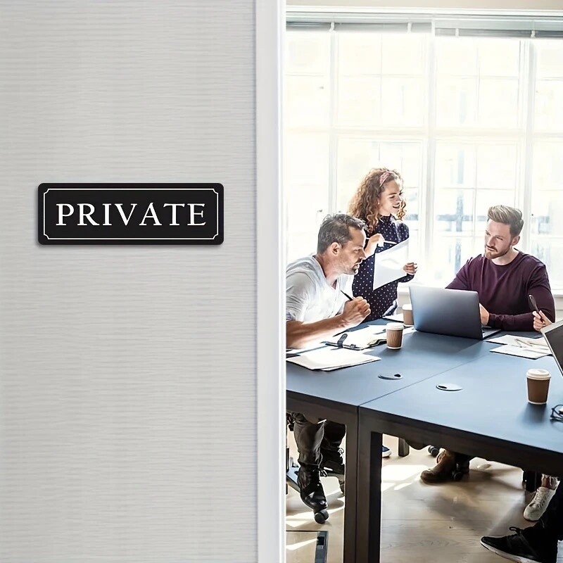 « PRIVATE » SIGN H. D. Durable Acrylic, Easy Stick-On for Home & Office Use 3&Prime;X 9&Prime;